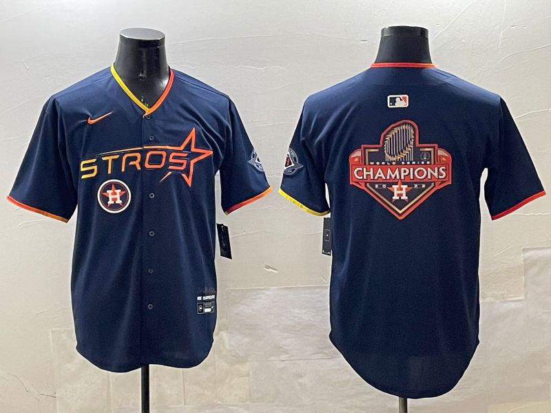 Men Houston Astros Blank Drak Blue Three generations Joint Name 2025 Nike MLB Jersey style 20